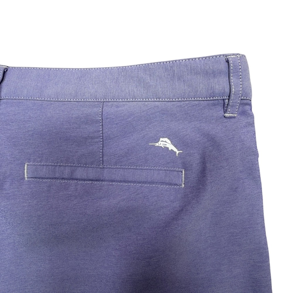 Tommy Bahama Shorts Mens 42 Purple Boracay Flat Front Chino Stretch Marlin Logo